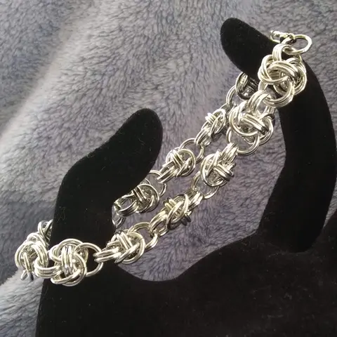 Half Byzantine Barrels 18 gauge Handmade Chainmaille Bracelet