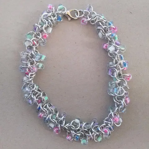 Shaggy Loops 8" Handmade Chainmaille Bracelet - Spring Garden Beads