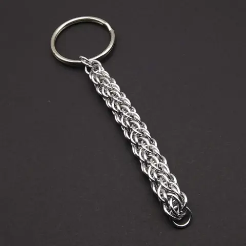 Candy Cane Cord 18 gauge Handmade Chainmaille Keychain