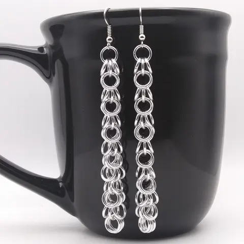 Shaggy Loops 4" 18 gauge Handmade Chainmaille Earrings