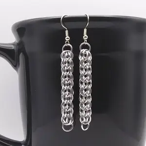 Candy Cane Cord 20 gauge Handmade Chainmaille Earrings